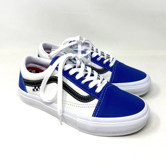 Sneakers Blue Vans Leather Tongue Vans Shoes Vans Skate Old Skool